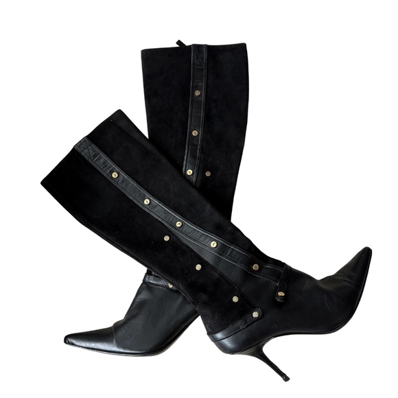 “Alexandra Neel black suede leather stiletto knee-high boots size 36.5 - Picture 5 of 7